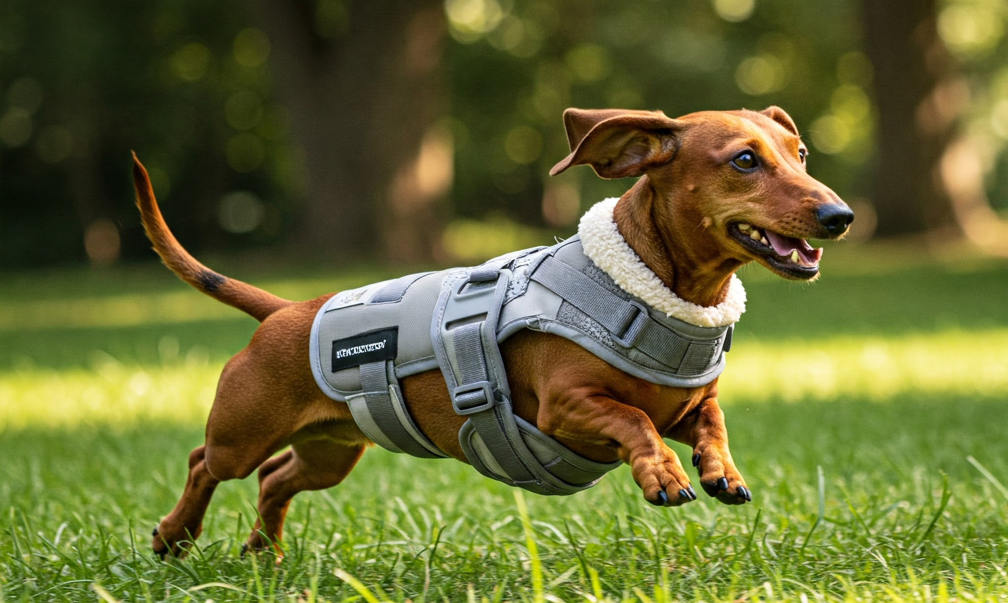Dachshund with brace